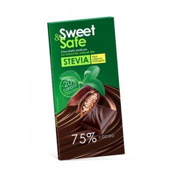 Sweet&safe, ciocolata amaruie cu stevia 90 gr SLY NUTRITIA