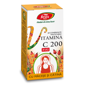 Vitamina c 200 mg cu macese si catina-f152-masticabila 60 cpr FARES
